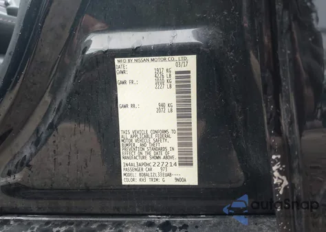2017 Nissan Altima 2.5 Sv from USA, damaged, VIN 1N4AL3AP0HC227214